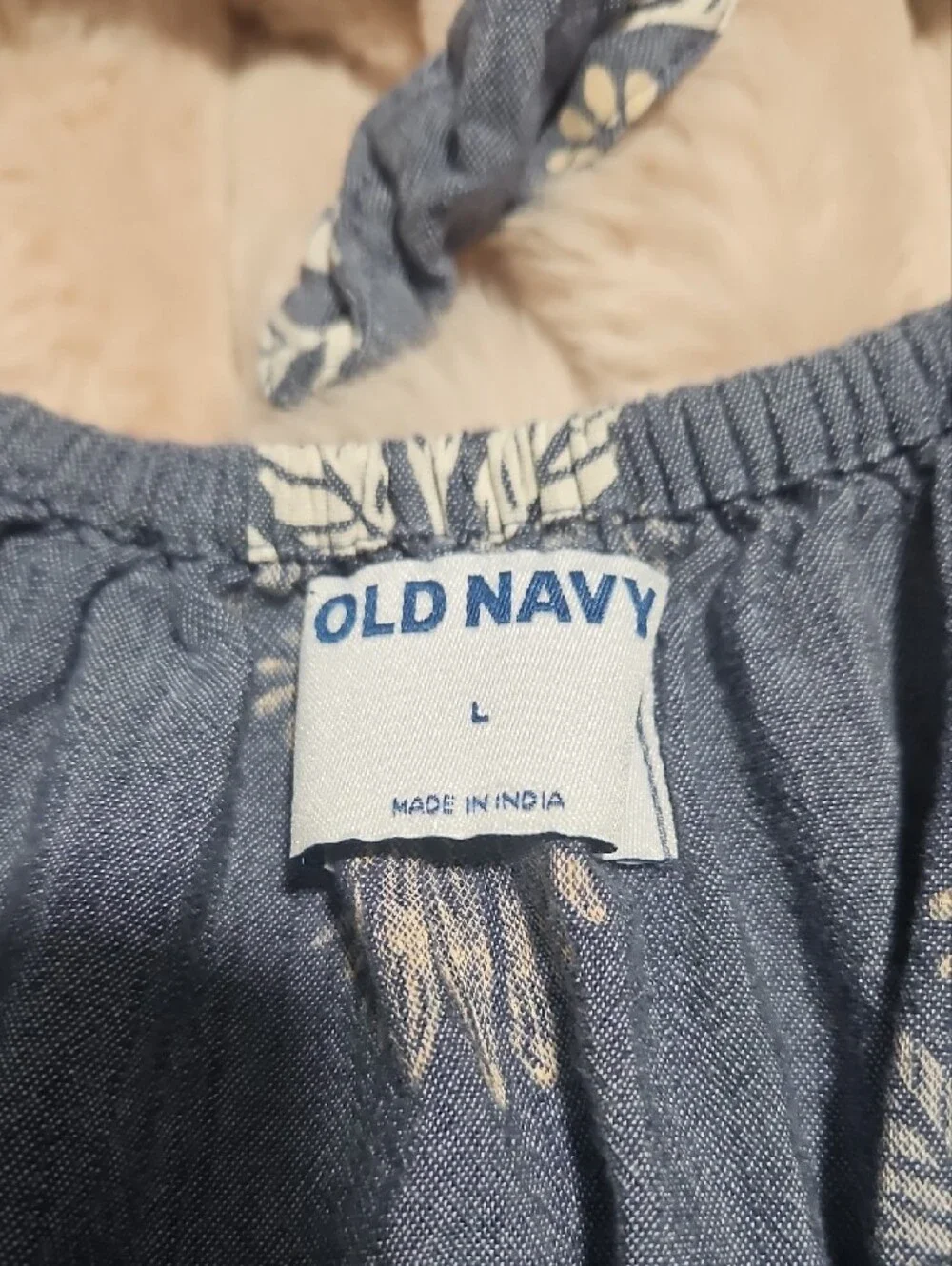 Old Navy Blue and White Floral Peasant Blouse
